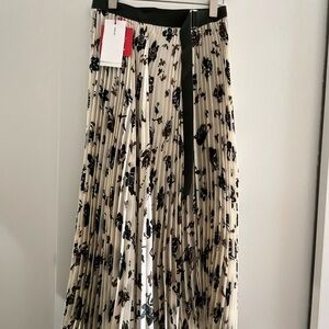Sacai Black and Cream Floral Maxi Skirt